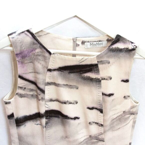 Vgt Max Mara Made in Italy Sleeveless Graphic Print Woven Fabric Midi Dress Sz M - Picture 3 of 13